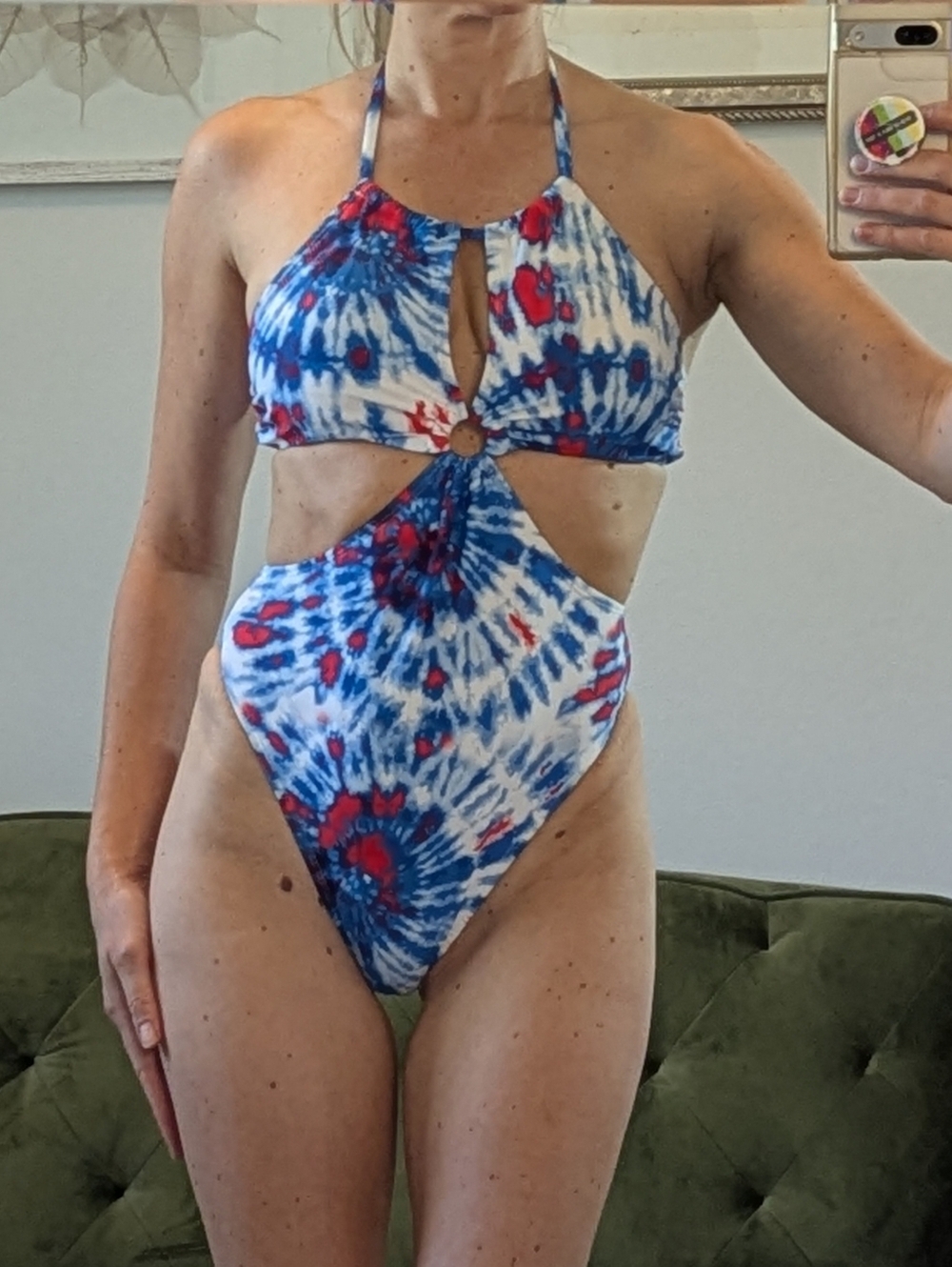 Cupshe One Piece Cut Out Swimsuit Tie Dye Women's Size Small Sexy Hi Cut 80s